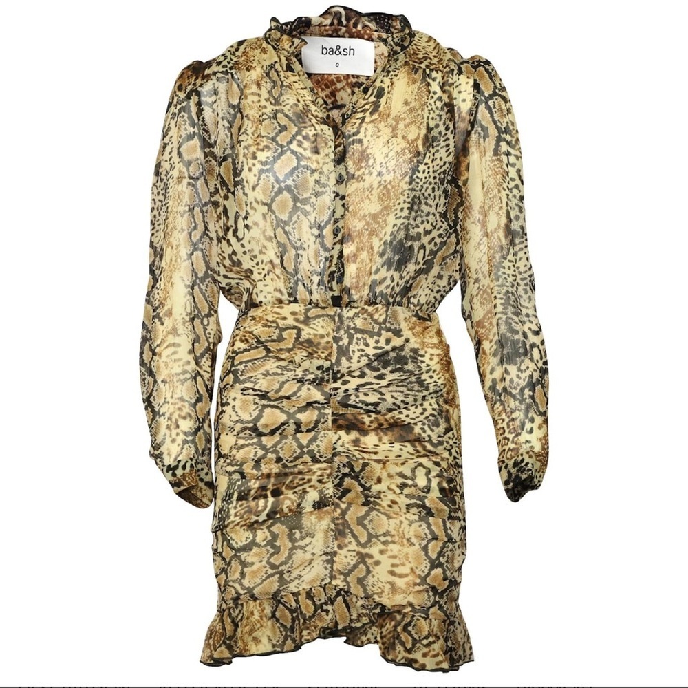 ba&sh Long Sleeve Snake Print Dress